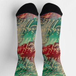 Christmas Socks Gold Writings Socken