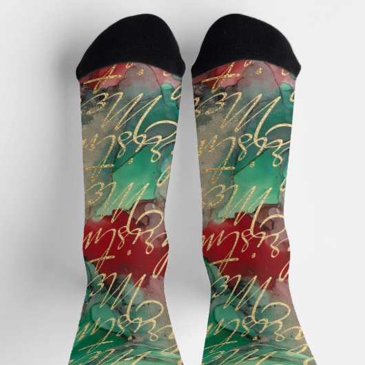 Christmas Socks Gold Writings Socken (Oben)
