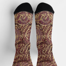Christmas Socks Maroon Swirls Socken