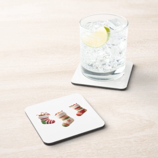 Christmas Socks Set – Cute Holiday Sock Designs Getränkeuntersetzer (Rechte Seite)