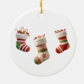 Christmas Socks Set – Cute Holiday Sock Designs Keramik Ornament (Hinten)