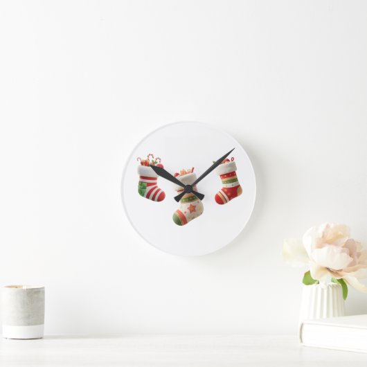 Christmas Socks Set – Cute Holiday Sock Designs Runde Wanduhr (Zuhause)