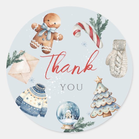 Christmas Soft Winter First Birthday Thank You Runder Aufkleber (Vorderseite)