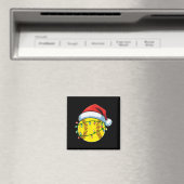 Christmas Softball Ball Santa Hat Softball Xmas Li Magnet (In Situ (Geschirrspüler))