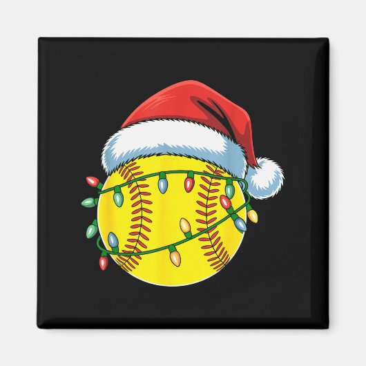 Christmas Softball Ball Santa Hat Softball Xmas Li Magnet (Vorne)