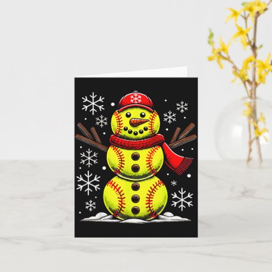 Christmas Softball Snowman Girls, Softball Christm Karte (Gelbe Blume)