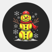 Christmas Softball Snowman Girls, Softball Christm Runder Aufkleber (Vorderseite)