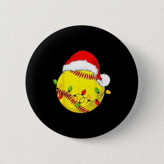 Christmas Softball Xmas Santa Srts Hat Mens Womens Button (Vorderseite)
