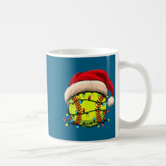 Christmas Softball Xmas Santa Srts Hat Mens Womens Kaffeetasse (Rechts)