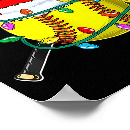 Christmas Softball Xmas Santa Srts Hat Mens Womens Poster (Ecke)