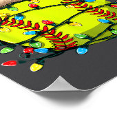 Christmas Softball Xmas Santa Srts Hat Mens Womens Poster (Ecke)