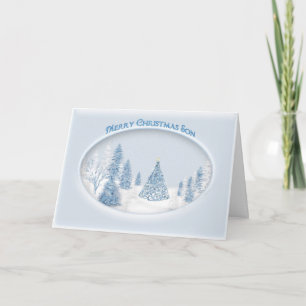 CHRISTMAS - SOHN - SCHNEE/BAUM/LANDSCHAFTLICH FEIERTAGSKARTE