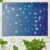 Christmas Sparkles Stars Blue Sky Geschirrtuch (Gefaltet)