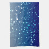 Christmas Sparkles Stars Blue Sky Geschirrtuch (Vertikal)