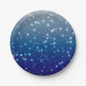 Christmas Sparkles Stars Blue Sky Pappteller (Vorderseite)