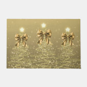 Christmas Sparkling Trees Gold Faux Bow Fußmatte (Vorderseite)