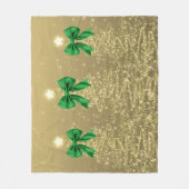 Christmas Sparkling Trees Gold Faux Green Bow Fleecedecke (Vorderseite)