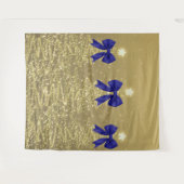 Christmas Sparkling Trees Gold Faux Navy Bow Wandteppich (Vorderseite (Horizontal))