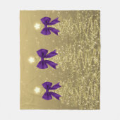 Christmas Sparkling Trees Gold Faux Purple Bow  Fleecedecke (Vorderseite)