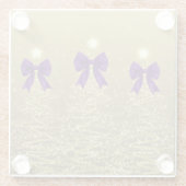 Christmas Sparkling Trees Gold Faux Purple Bow Glasuntersetzer (Rückseite)