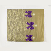 Christmas Sparkling Trees Gold Faux Purple Bow Wandteppich (Vorderseite (Horizontal))