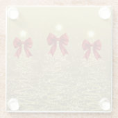 Christmas Sparkling Trees Gold Faux Red Bow Glasuntersetzer (Rückseite)