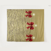 Christmas Sparkling Trees Gold Faux Red Bow  Wandteppich (Vorderseite (Horizontal))