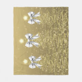 Christmas Sparkling Trees Gold Faux Silver Bow Fleecedecke (Vorderseite)