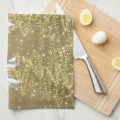 Christmas Sparkling Trees Gold Faux Silver Bow Geschirrtuch (Viertel Falte)