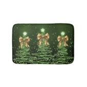 Christmas Sparkling Trees Green Faux Gold Bow Badematte (Vorderseite)