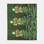 Christmas Sparkling Trees Green Faux Gold Bow Fleecedecke (Vorderseite)