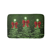 Christmas Sparkling Trees Green Faux Red Bow Badematte (Vorderseite)