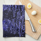 Christmas Sparkling Trees Navy Blue Faux Bow  Geschirrtuch (Viertel Falte)