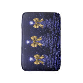 Christmas Sparkling Trees Navy Blue Faux Gold Bow Badematte (Vorderseite Vertikal)