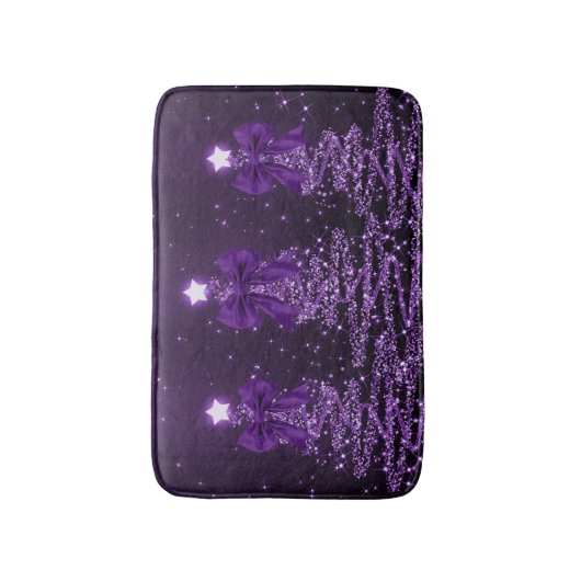 Christmas Sparkling Trees Purple Faux Bow Badematte (Vorderseite Vertikal)