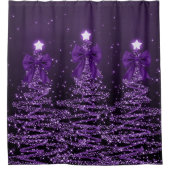 Christmas Sparkling Trees Purple Faux Bow Duschvorhang (Vorderseite)