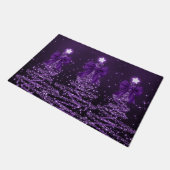 Christmas Sparkling Trees Purple Faux Bow Fußmatte (Schrägansicht)