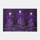 Christmas Sparkling Trees Purple Faux Bow  Fußmatte (Vorderseite)
