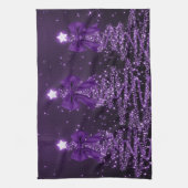 Christmas Sparkling Trees Purple Faux Bow  Geschirrtuch (Vertikal)