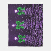 Christmas Sparkling Trees Purple Faux Green Bow Fleecedecke (Vorderseite)