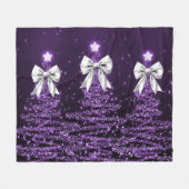 Christmas Sparkling Trees Purple Faux Silver Bow Fleecedecke (Vorderseite (Horizontal))