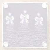 Christmas Sparkling Trees Purple Faux Silver Bow Glasuntersetzer (Rückseite)