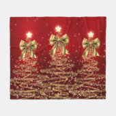 Christmas Sparkling Trees Red Gold Faux Bow  Fleecedecke (Vorderseite (Horizontal))