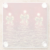 Christmas Sparkling Trees Red Gold Faux Bow Glasuntersetzer (Rückseite)