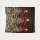 Christmas Sparkling Trees Red Gold Faux Bow Wandteppich (Vorderseite (Horizontal))
