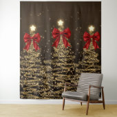 Christmas Sparkling Trees Red Gold Faux Bow Wandteppich (Beispiel)