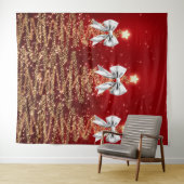 Christmas Sparkling Trees Red Gold Silver Bow  Wandteppich (Beispiel (Horizontal))