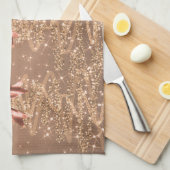 Christmas Sparkling Trees Rose Gold Faux Bow  Geschirrtuch (Viertel Falte)