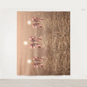 Christmas Sparkling Trees Rose Gold Faux Bow Wandteppich (Vorderseite)