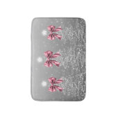 Christmas Sparkling Trees Silver Faux Pink Bow Badematte (Vorderseite Vertikal)